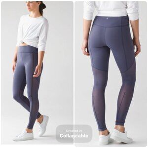 Lululemon Sculpt It Leggings Embroidered Workout High Rise Luxe Neutral Mesh